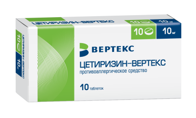 ЦЕТИРИЗИН ТАБ П/О 10МГ №10/ВЕРТЕКС/ фото в интернет-аптеке Склад Лекарств