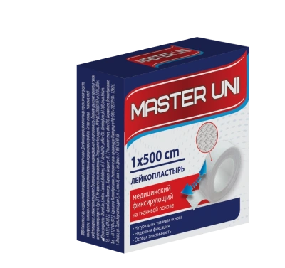 ЛЕЙКОПЛАСТЫРЬ МАСТЕР ЮНИ UNIFIX НА ТКАН ОСНОВЕ 1Х500СМ фото в интернет-аптеке Склад Лекарств