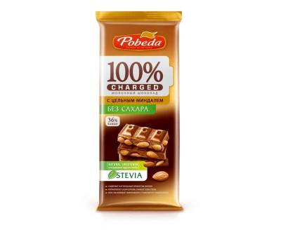 ПОБЕДА ШОКОЛАД МОЛОЧНЫЙ ЧАРЖЕД С ЦЕЛЬНЫМ МИНДАЛЕМ Б/САХАРА 90Г фото в интернет-аптеке Склад Лекарств