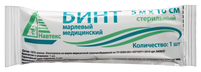 БИНТ МАРЛЕВЫЙ МЕД СТ 5МХ10СМ ИНД/УП/НАВТЕКС/ фото в интернет-аптеке Склад Лекарств