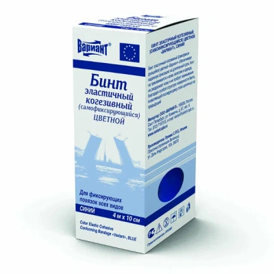 БИНТ ЭЛАСТИЧНЫЙ КОГЕЗИВНЫЙ САМОФИКСИР СИНИЙ 4МХ10СМ ВАРИАНТ фото в интернет-аптеке Склад Лекарств