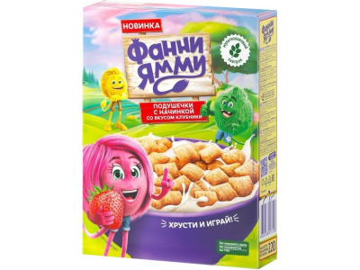 ФРУТОНЯНЯ ФАННИ ЯММИ ЗАВТРАКИ СУХИЕ ПОДУШЕЧКИ МУЛЬТИЗЛАК С НАЧ ВКУС КЛУБНИКИ 220Г фото в интернет-аптеке Склад Лекарств