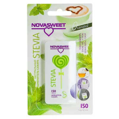 НОВАСВИТ ЗАМЕНИТЕЛЬ САХАРА СТЕВИЯ ТАБ №150 фото в интернет-аптеке Склад Лекарств