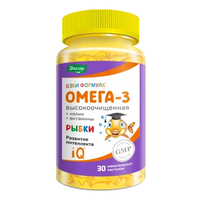 БЭБИ ФОРМУЛА РЫБКИ ОМЕГА-3 ПАСТ ЖЕВ МАССОЙ 4,0Г №30/ЭВАЛАР/ фото в интернет-аптеке Склад Лекарств