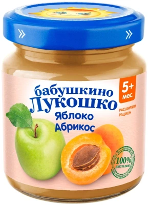 БАБУШКИНО ЛУКОШКО ПЮРЕ ЯБЛОКО АБРИКОС 4МЕС+100Г фото в интернет-аптеке Склад Лекарств