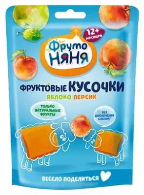 ФРУТОНЯНЯ ФРУКТОВЫЕ КУСОЧКИ ЯБЛОКО ПЕРСИК 12МЕС+53Г фото в интернет-аптеке Склад Лекарств