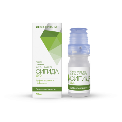 СИГИДА ДУО КАПЛИ ГЛАЗНЫЕ 0,1%+0,033% 10МЛ /ГРОТЕКС/ фото в интернет-аптеке Склад Лекарств