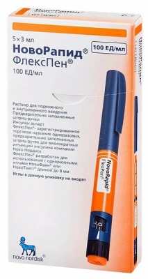 НОВОРАПИД ФЛЕКСПЕН Р-Р В/В П/К 100ЕД/МЛ КАРТРИДЖ+ШПРИЦ-РУЧКА 3МЛ №5 Д фото в интернет-аптеке Склад Лекарств
