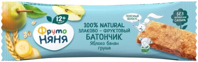 ФРУТОНЯНЯ БАТОНЧИК ЗЛАКОВО-ФРУКТОВЫЙ ЯБЛОКО БАНАН ГРУША 25Г фото в интернет-аптеке Склад Лекарств