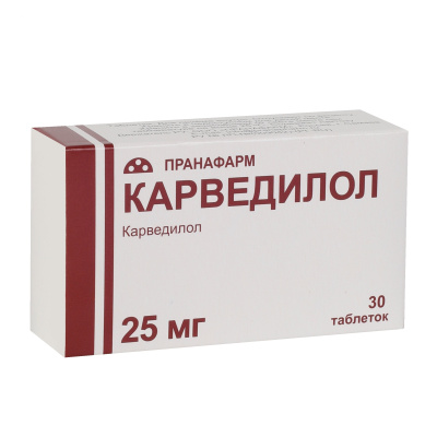 КАРВЕДИЛОЛ ТАБ 25МГ №30/ПРАНАФАРМ/ фото в интернет-аптеке Склад Лекарств