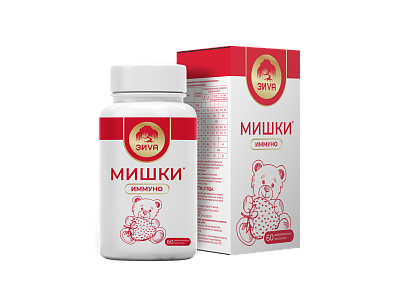 МИШКИ ИММУНО ЖЕВ ПАСТИЛКИ СО ВКУСОМ КЛУБНИКИ №60/ЭЙVА/ЭЙВА/