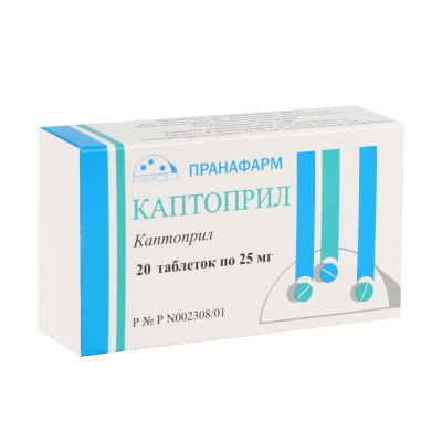 КАПТОПРИЛ ТАБ 25МГ №20/ПРАНАФАРМА/ фото в интернет-аптеке Склад Лекарств