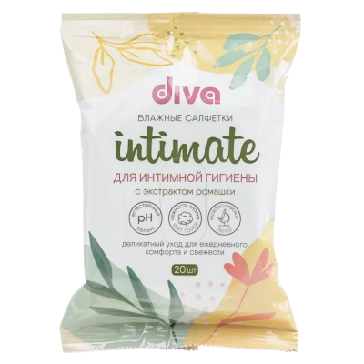 ДИВА САЛФЕТКИ ВЛАЖНЫЕ ДЛЯ ИНТИМН ГИГИЕНЫ РОМАШКА №20 фото в интернет-аптеке Склад Лекарств
