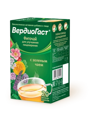 ВЕРДИОГАСТ ФИТОЧАЙ С ЗЕЛЕНЫМ ЧАЕМ Ф/П 1,5Г №20 фото в интернет-аптеке Склад Лекарств