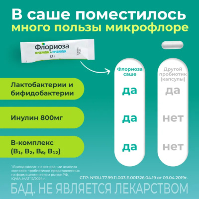 ВИТАСТРОНГ ФЛОРИОЗА ПОР 1,7Г САШЕ №10 фото в интернет-аптеке Склад Лекарств
