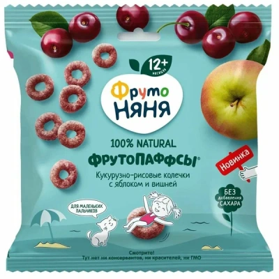 ФРУТОНЯНЯ ФРУТОПАФФСЫ С ЯБЛОКОМ И ВИШНЕЙ 12МЕС+ 21Г фото в интернет-аптеке Склад Лекарств