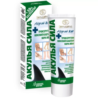 АКУЛЬЯ СИЛА ГЕЛЬ-БАЛЬЗАМ ДЛЯ НОГ ТРОКСЕРУТИН КОНСК КАШТАН 100МЛ фото в интернет-аптеке Склад Лекарств