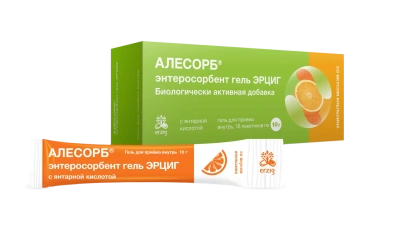 ЭРЦИГ АЛЕСОРБ ЭНТЕРОСОРБЕНТ ГЕЛЬ АПЕЛЬСИН 10Г ПАК №18 фото в интернет-аптеке Склад Лекарств