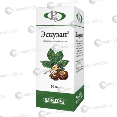 ЭСКУЗАН КАПЛИ Д/ПРИЕМА ВНУТРЬ 20МЛ фото в интернет-аптеке Склад Лекарств
