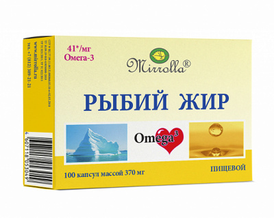 РЫБИЙ ЖИР ОМЕГА-3 КАПС 370МГ №100/МИРРОЛЛА/ фото в интернет-аптеке Склад Лекарств