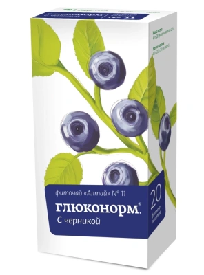 ФИТОЧАЙ АЛТАЙ №11 ГЛЮКОНОРМ С ЧЕРНИКОЙ Ф/П 2Г №20 фото в интернет-аптеке Склад Лекарств