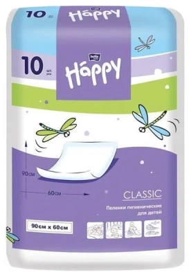 БЕЛЛА ХЕППИ БЕБИ ПЕЛЕНКИ Д/ДЕТЕЙ 60Х90СМ №10 Д фото в интернет-аптеке Склад Лекарств