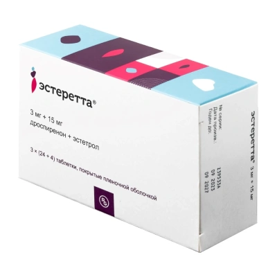 ЭСТЕРЕТТА ТАБ П/О 3МГ+15МГ №84 фото в интернет-аптеке Склад Лекарств