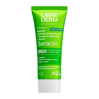 ЛИБРИДЕРМ СЕРАЦИН МАСКА СЕБОРЕГУЛИР С БЕЛОЙ И ЗЕЛЕНОЙ ГЛИНОЙ 75МЛ фото в интернет-аптеке Склад Лекарств