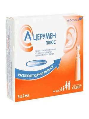 А-ЦЕРУМЕН ПЛЮС СР-ВО Д/ПРОМЫВАНИЯ УШНОГО ПРОХОДА ФЛ-КАП 2МЛ №5 фото в интернет-аптеке Склад Лекарств