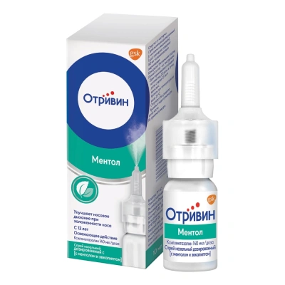 ОТРИВИН СПРЕЙ НАЗ С МЕНТОЛОМ И ЭВКАЛ 0,1% 10МЛ фото в интернет-аптеке Склад Лекарств