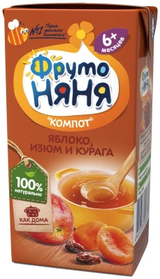 ФРУТОНЯНЯ КОМПОТ ЯБЛОКО ИЗЮМ КУРАГА 6МЕС+200МЛ фото в интернет-аптеке Склад Лекарств