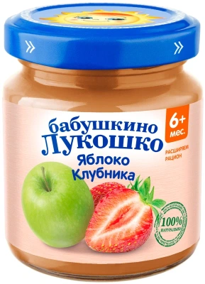 БАБУШКИНО ЛУКОШКО ПЮРЕ ЯБЛОКО КЛУБНИКА 6МЕС+100Г фото в интернет-аптеке Склад Лекарств