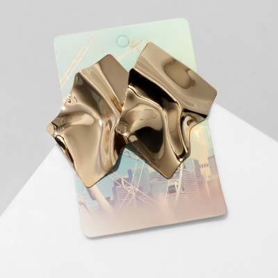 СЕРЬГИ МЕТАЛЛ АТМОСФЕРА РОМБ ЦВЕТ ЗОЛОТО фото в интернет-аптеке Склад Лекарств