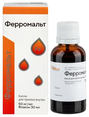 ФЕРРОМАЛЬТ КАПЛИ ВНУТРЬ 50МГ/МЛ ФЛ 30МЛ фото в интернет-аптеке Склад Лекарств