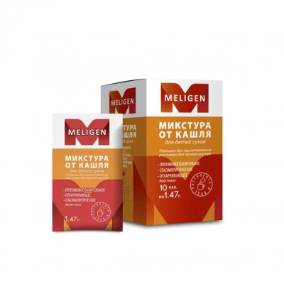 МИКСТУРА ОТ КАШЛЯ ДЛЯ ДЕТЕЙ СУХАЯ ПОР Д/Р-РА 1,47 Г ПАК №10/МЕЛИГЕН/ фото в интернет-аптеке Склад Лекарств