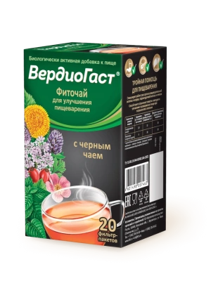 ВЕРДИОГАСТ ФИТОЧАЙ С ЧЕРНЫМ ЧАЕМ Ф/П 1,5Г №20 фото в интернет-аптеке Склад Лекарств