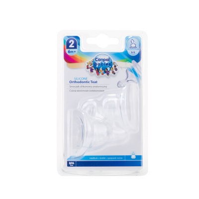КАНПОЛ СОСКА СИЛИК ОРТОДОНТ СРЕДН ПОТОК 6МЕС+ 18/128 2ШТ фото в интернет-аптеке Склад Лекарств