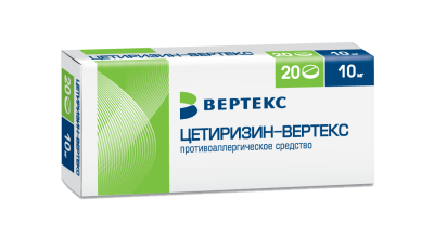 ЦЕТИРИЗИН ТАБ П/О 10МГ №20/ВЕРТЕКС/ фото в интернет-аптеке Склад Лекарств