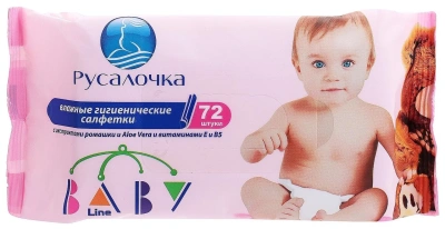 РУСАЛОЧКА САЛФЕТКИ ВЛ ДЕТ РОМАШКА/АЛОЭ №72 фото в интернет-аптеке Склад Лекарств