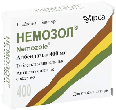 НЕМОЗОЛ ТАБ ЖЕВ 400МГ №1 фото в интернет-аптеке Склад Лекарств