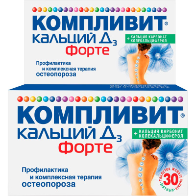 КОМПЛИВИТ КАЛЬЦИЙ Д3 ФОРТЕ ТАБ ЖЕВ МЯТА №30 фото в интернет-аптеке Склад Лекарств