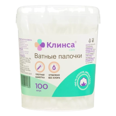 ВАТНЫЕ ПАЛОЧКИ КЛИНСА БАНКА №100/КОТТОН КЛАБ/ фото в интернет-аптеке Склад Лекарств