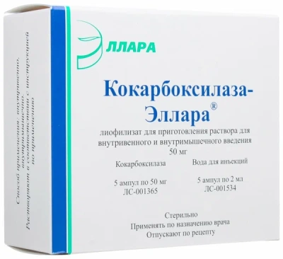 КОКАРБОКСИЛАЗА ЛИОФ Д/Р-РА В/М В/В 50МГ АМП №5+Р-ЛЬ АМП 2МЛ №5/ЭЛЛАРА/ фото в интернет-аптеке Склад Лекарств