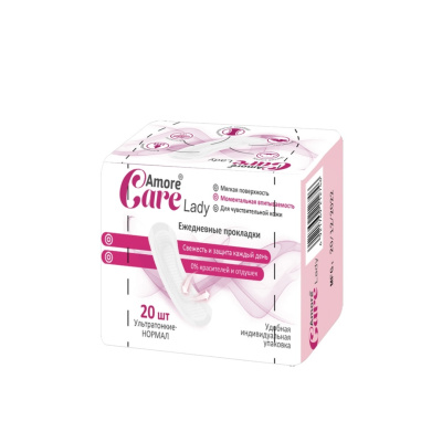 AMORECARE ЕЖЕДН ПРОКЛАДКИ УЛЬТРАТОНКИЕ НОРМАЛ 20*60 фото в интернет-аптеке Склад Лекарств