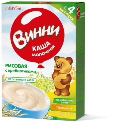 ВИННИ КАША МОЛОЧНАЯ РИСОВАЯ С ПРЕБИОТИКАМИ 4МЕС+200Г фото в интернет-аптеке Склад Лекарств