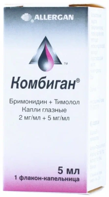 КОМБИГАН КАПЛИ ГЛАЗНЫЕ 2МГ/МЛ+5МГ/МЛ ФЛ 5МЛ фото в интернет-аптеке Склад Лекарств