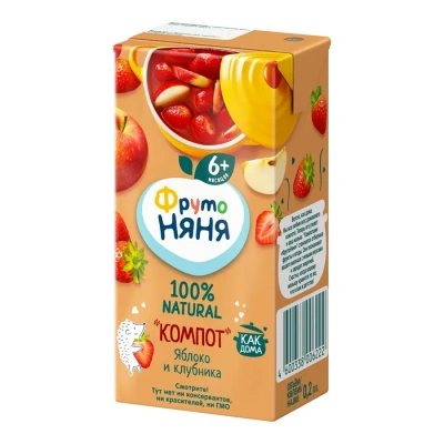 ФРУТОНЯНЯ КОМПОТ ЯБЛОКО КЛУБНИКА 6МЕС+200МЛ фото в интернет-аптеке Склад Лекарств