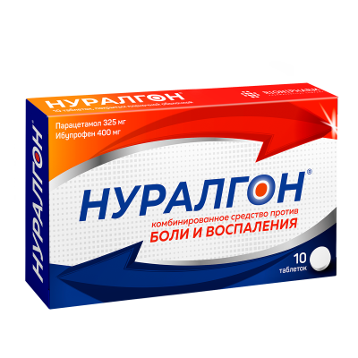 НУРАЛГОН ТАБ П/О 400МГ+325МГ №10/МЕДИСОРБ/ фото в интернет-аптеке Склад Лекарств