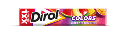 ДИРОЛ ЖЕВ РЕЗИНКА XXL КОЛОРС АССОРТИ ФРУКТ ФКУСОВ 19Г фото в интернет-аптеке Склад Лекарств