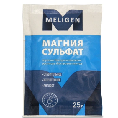 МАГНИЯ СУЛЬФАТ ПОР Д/Р-РА ВНУТРЬ ПАК 25Г №1/МЕЛИГЕН/ фото в интернет-аптеке Склад Лекарств